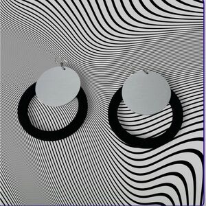 Black and Silver Hoop Earrings